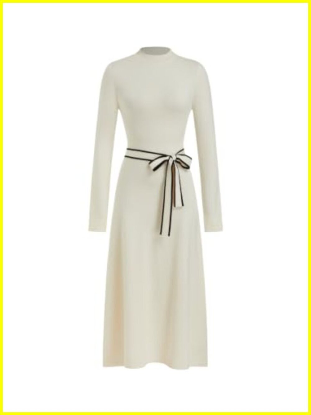 Women's Turtleneck Sweater Dress Long Sleeve Tie Waist Maxi Work Dress